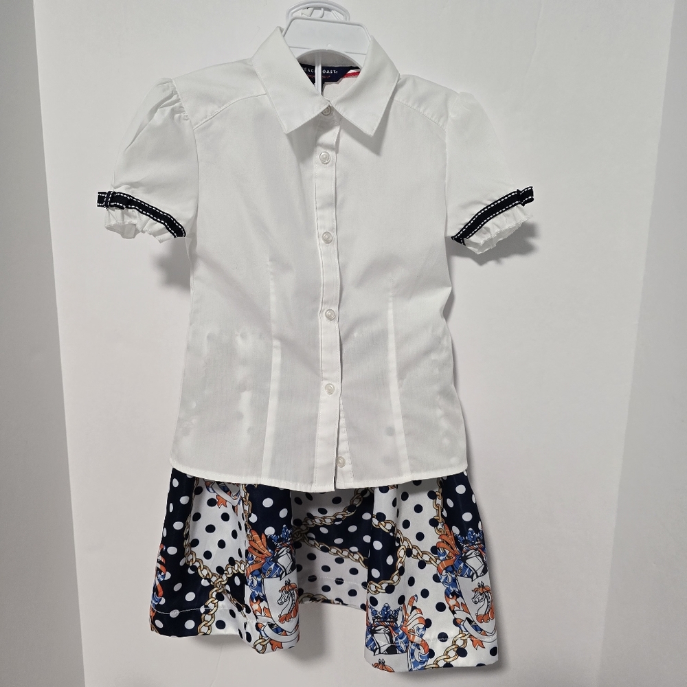 French Toast Girls Preppy School Uniform Short Sleeve Tops With Matching Skirt - Picture 2 of 16